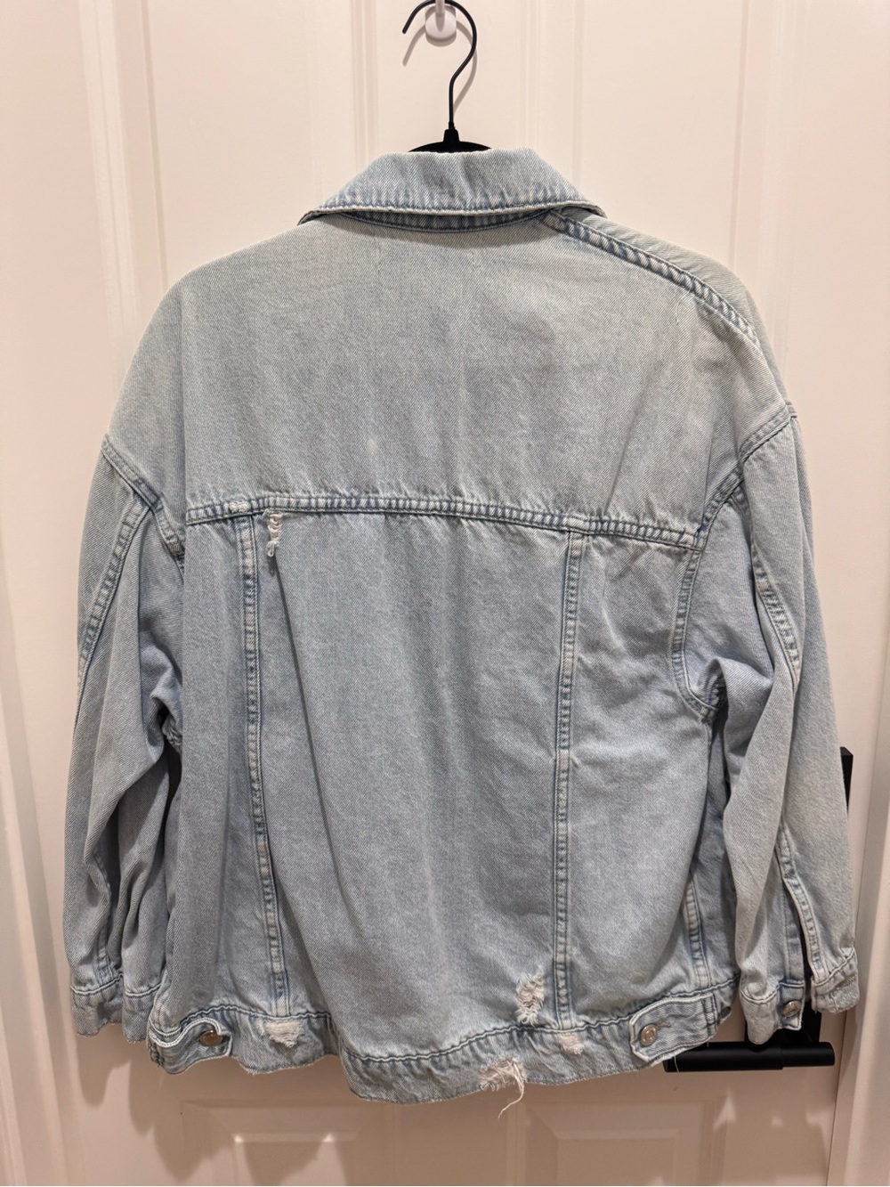 ZARA Light Wash Distressed Denim Jacket - Pale Blue - Picture 2 of 3